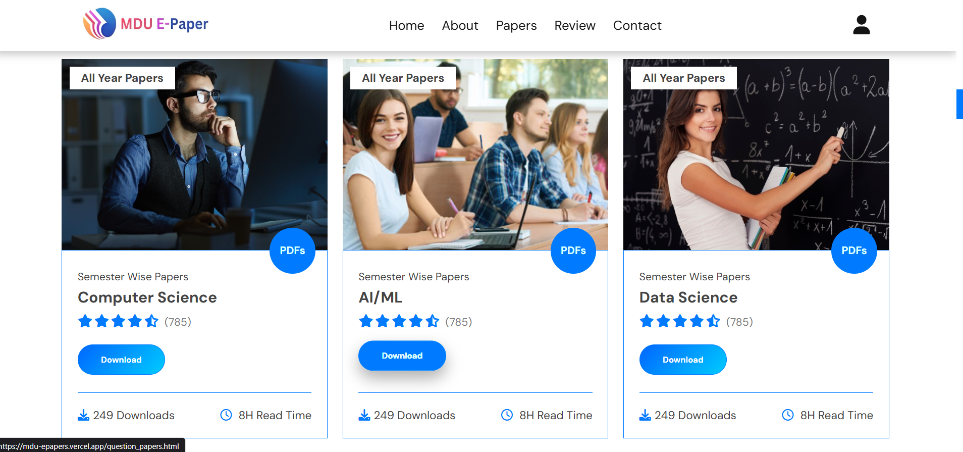 Question Paper Management Website